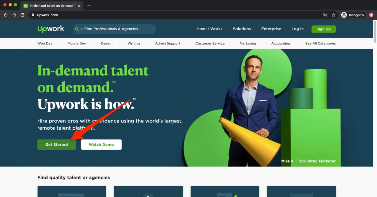 upwork get started